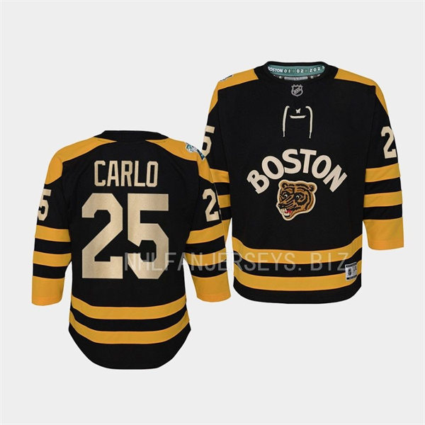 Youth Boston Bruins #25 Brandon Carlo 2023 Winter Classic Jersey Black 