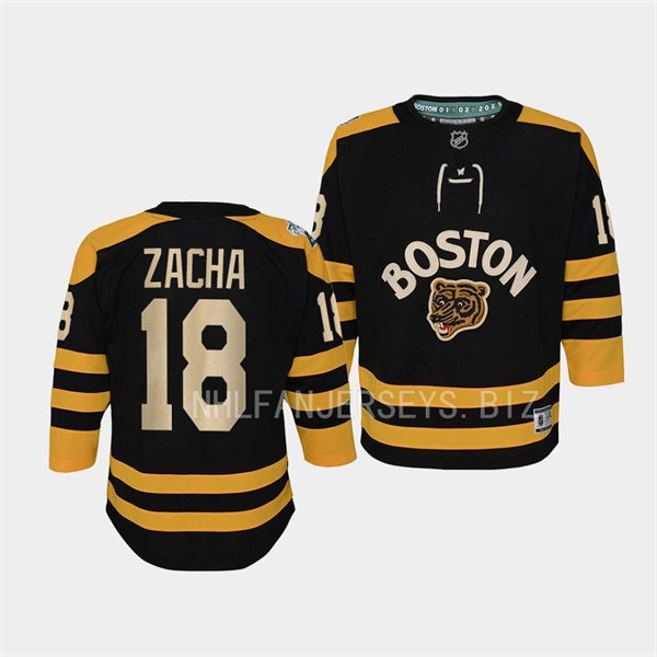 Youth Boston Bruins #18 Pavel Zacha 2023 Winter Classic Jersey Black 