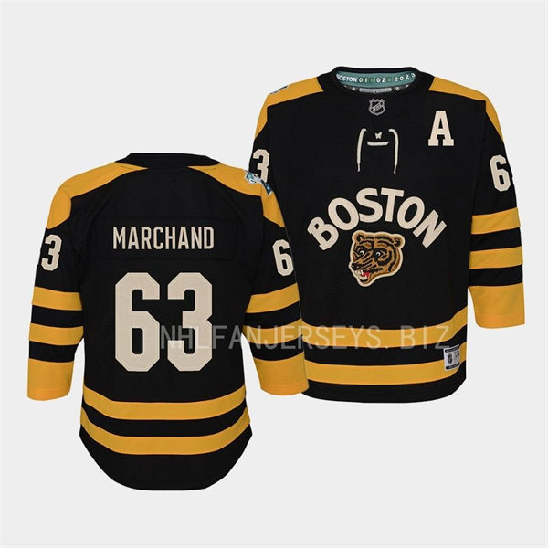 Youth Boston Bruins #63 Brad Marchand 2023 Winter Classic Jersey Black 