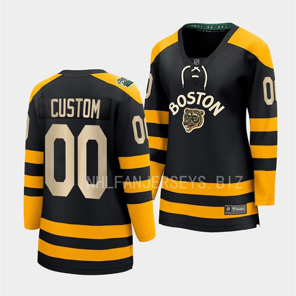 Womens Boston Bruins Custom Adidas Black 2023 Winter Classic Jersey