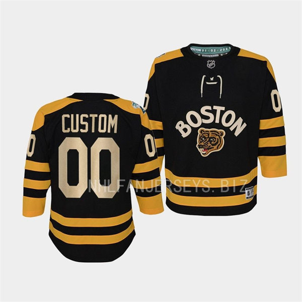 Youth Boston Bruins Custom Adidas Black 2023 Winter Classic Jersey