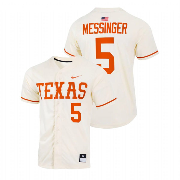 Mens Youth Texas Longhorns #5 Skyler Messinger Natural Replic College Baseball Limited Jersey