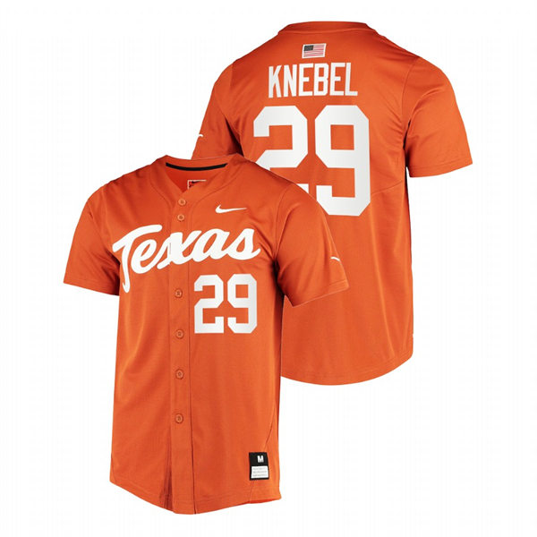 Mens Youth Texas Longhorns #29 Corey Knebel Orange Replic College Baseball Limited Jersey