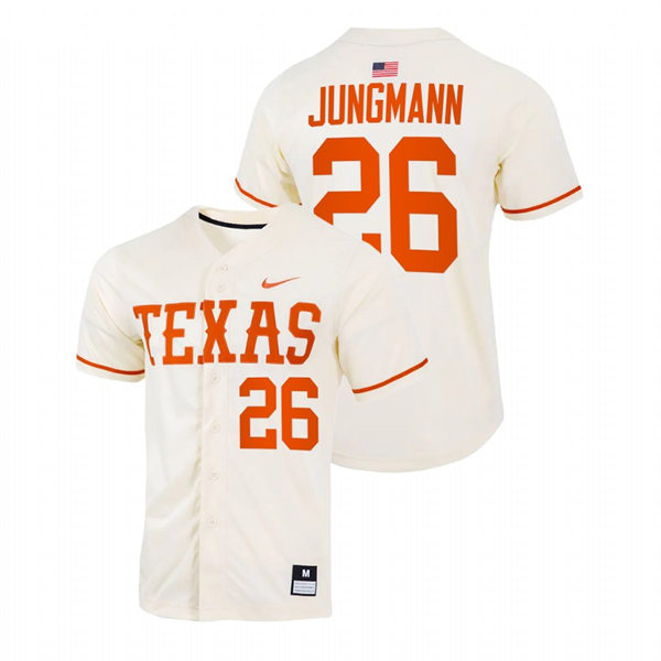 Mens Youth Texas Longhorns #26 Taylor Jungmann Natural Replic College Baseball Limited Jersey
