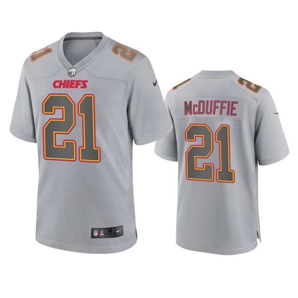 Mens Kansas City Chiefs #21 Trent McDuffie Gray Atmosphere Fashion Game Jersey