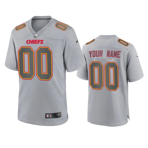 Mens Kansas City Chiefs Custom Gray Atmosphere Fashion Game Jersey