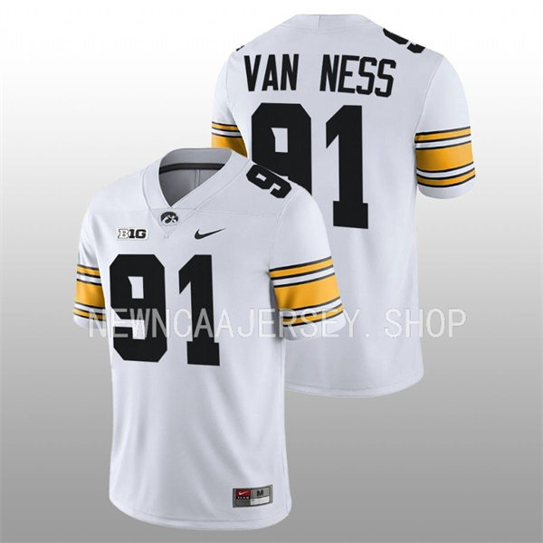 Men Youth Iowa Hawkeyes #91 Lukas Van Ness Nike White College Football Game Jersey