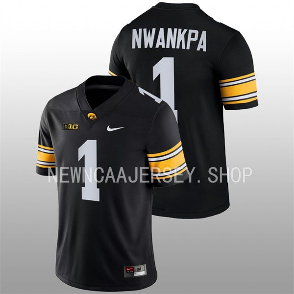 Men Youth Iowa Hawkeyes #1 Xavier Nwankpa Nike Black College Football Game Jersey