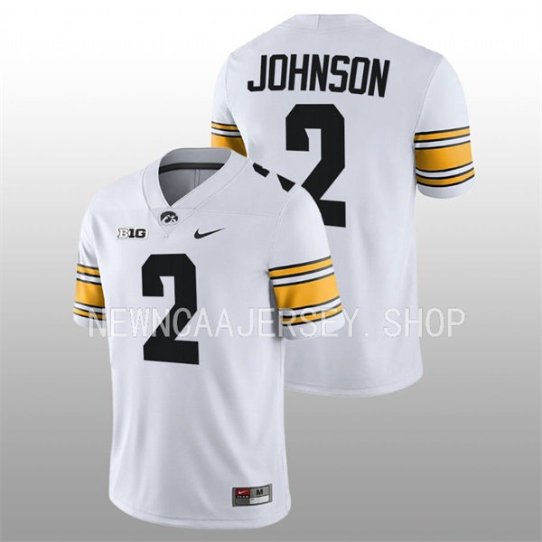 Men Youth Iowa Hawkeyes #2 Kaleb Johnson Nike White College Football Game Jersey