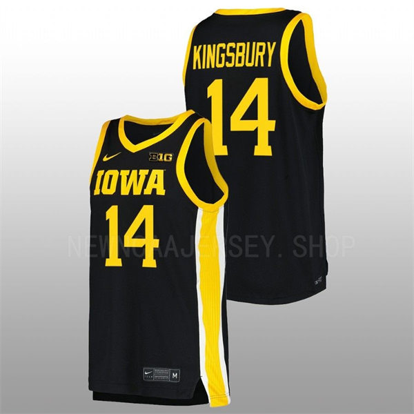 Mens Youth Iowa Hawkeyes #14 Carter Kingsbury Nike Black College Basketball Game Jersey
