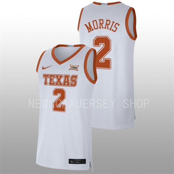 Men's Youth Texas Longhorns #2 Arterio Morris 2022 White College Basketball Game Jersey