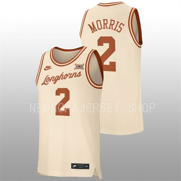 Men's Youth Texas Longhorns #2 Arterio Morris Nike 2022 Cream Retro College Basketball Jersey