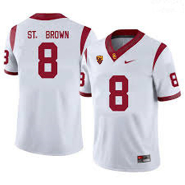 Men's USC Trojans #8 Amon-Ra St. Brown Nike White Limited Football Performance Jersey