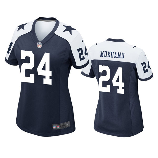 Womens Dallas Cowboys #24 Israel Mukuamu Nike Navy Alternate Vapor Limited Jersey