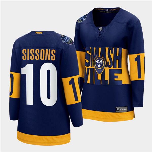 Womens Nashville Predators #10 Colton Sissons Adidas Navy 2022 Stadium Series Jersey