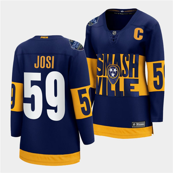 Womens Nashville Predators #59 Roman Josi Adidas Navy 2022 Stadium Series Jersey