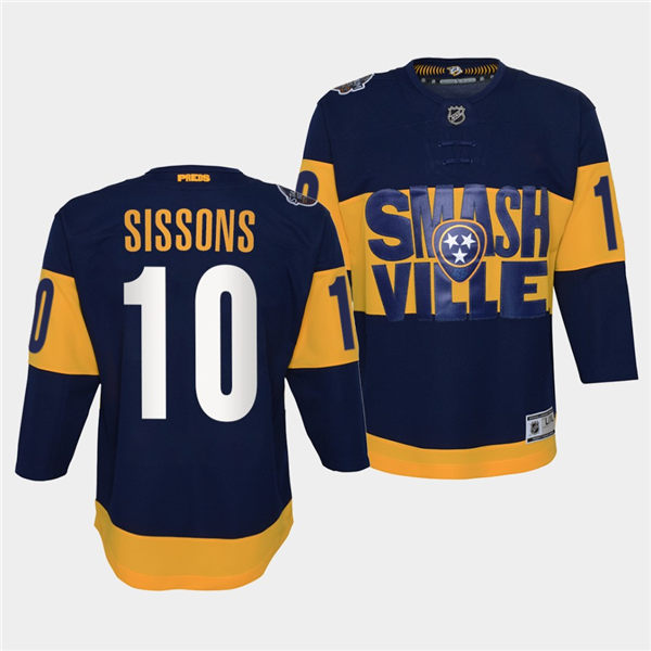 Youth Nashville Predators #10 Colton Sissons Adidas Navy 2022 Stadium Series Jersey