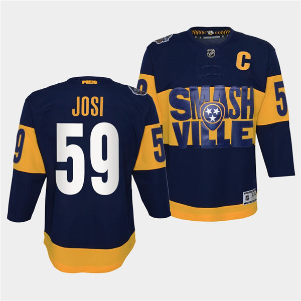 Youth Nashville Predators #59 Roman Josi Adidas Navy 2022 Stadium Series Jersey