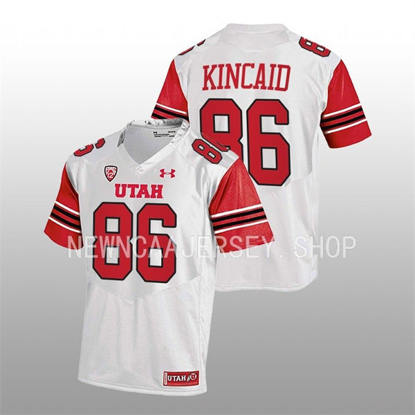 Mens Utah Utes #86 Dalton Kincaid White stripe Sleeves College Football Game Jersey
