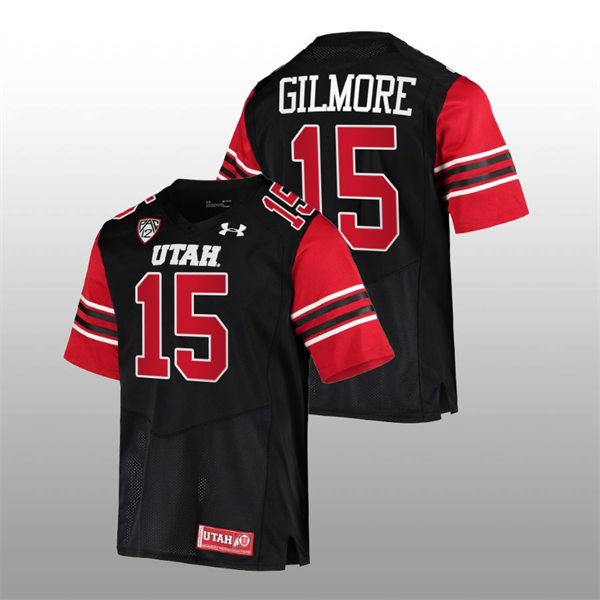 Mens Utah Utes #15 Tiquan Gilmore Black 2022 College Football Game Jersey