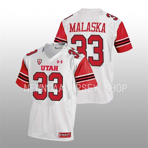 Mens Utah Utes #33 Jocelyn Malaska White stripe Sleeves College Football Game Jersey
