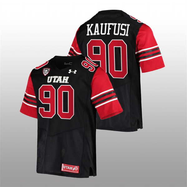 Mens Utah Utes #90 Devin Kaufusi Black 2022 College Football Game Jersey