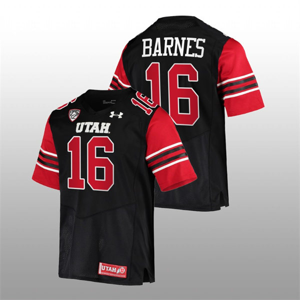 Mens Utah Utes #16 Bryson Barnes Black 2022 College Football Game Jersey
