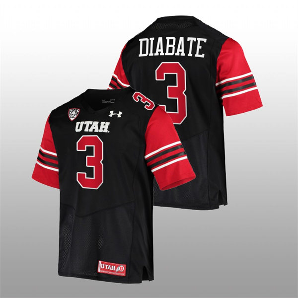 Mens Utah Utes #3 Mohamoud Diabate Black 2022 College Football Game Jersey