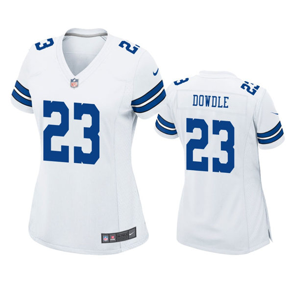 Womens Dallas Cowboys #23 Rico Dowdle White Limited Jersey