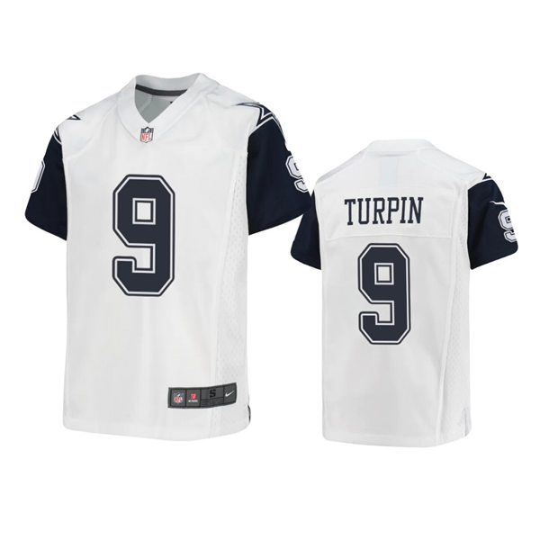 Youth Dallas Cowboys #9 KaVontae Turpin White Color Rush Player Jersey