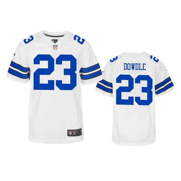 Youth Dallas Cowboys #23 Rico Dowdle White Limited Jersey