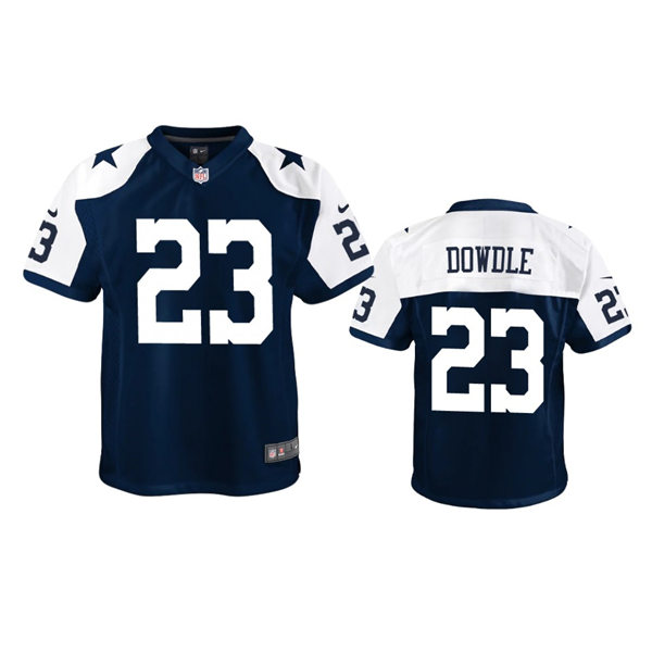 Youth Dallas Cowboys #23 Rico Dowdle Navy Alternate Limited Jersey