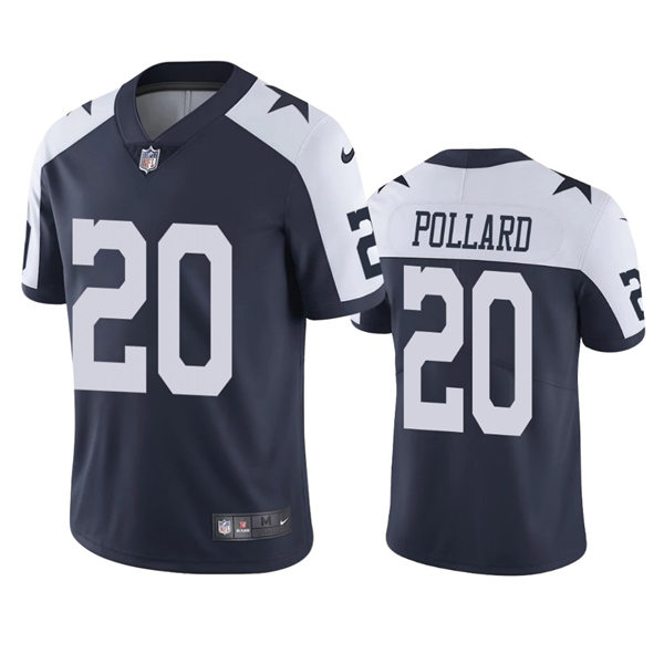 Mens Dallas Cowboys #20 Tony Pollard Nike Navy Alternate Vapor Limited Jersey