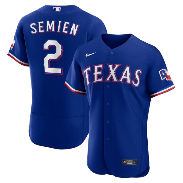 Mens Texas Rangers #2 Marcus Semien Nike Alternate FlexBase Authentic Player Jersey - Royal