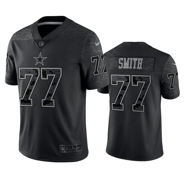 Mens Dallas Cowboys #77 Tyron Smith Black Reflective Limited Jersey