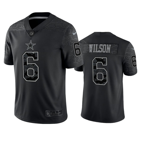 Mens Dallas Cowboys #6 Donovan Wilson Black Reflective Limited Jersey