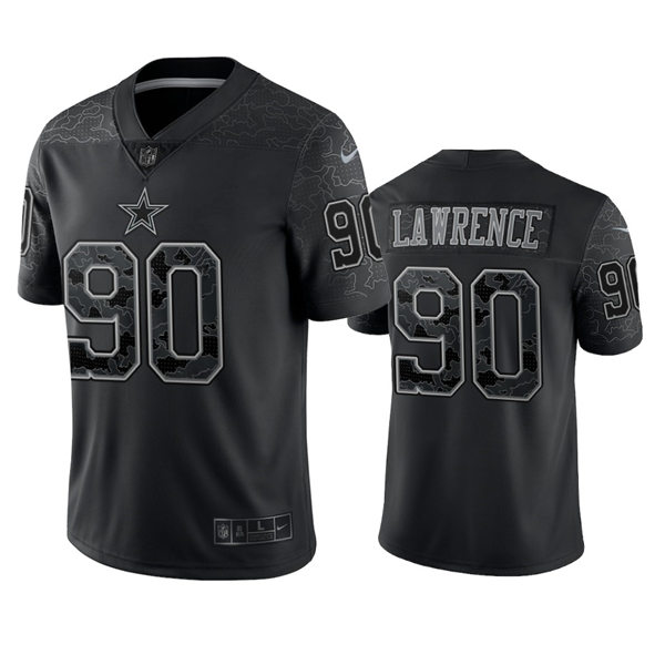 Mens Dallas Cowboys #90 Demarcus Lawrence Black Reflective Limited Jersey