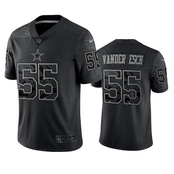 Mens Dallas Cowboys #55 Leighton Vander Esch Black Reflective Limited Jersey