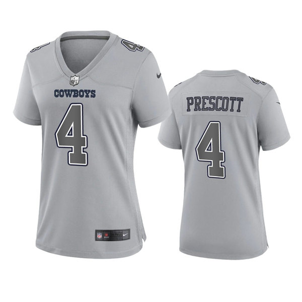 Women's Dallas Cowboys #4 Dak Prescott Gray Atmosphere Fashion Game Jersey