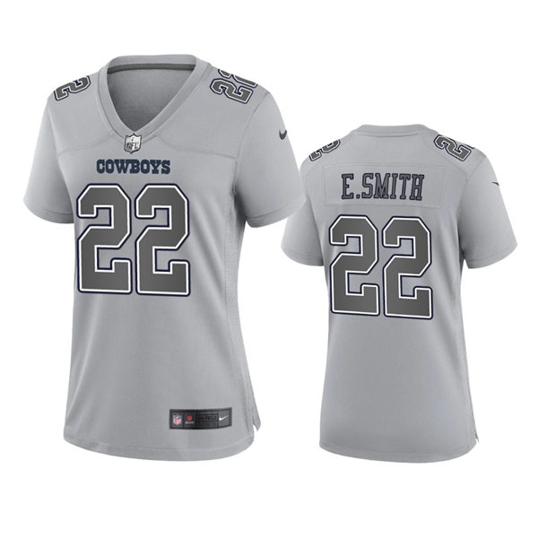 Women's Dallas Cowboys #22 Emmitt Smith Gray Atmosphere Fashion Game Jersey