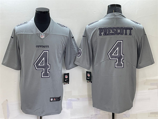 Mens Dallas Cowboys #4 Dak Prescott Nike Gray Atmosphere Fashion Game Jersey