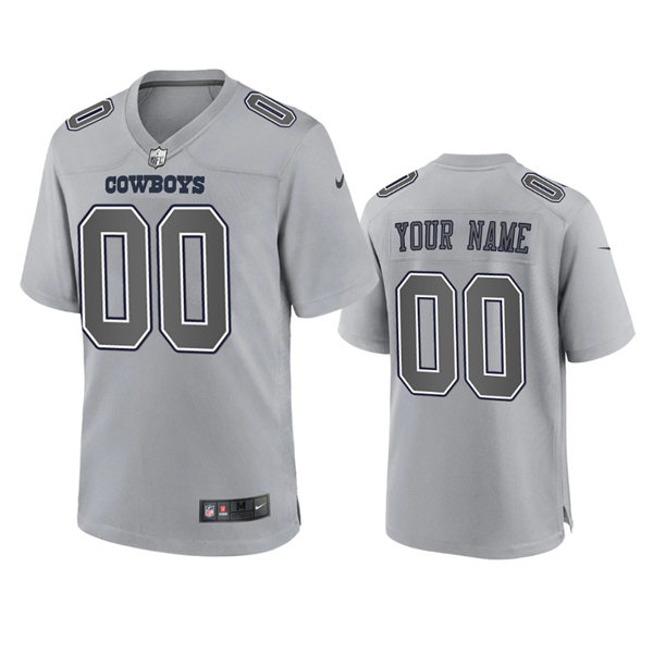 Mens Dallas Cowboys Custom Gray Atmosphere Fashion Game Jersey