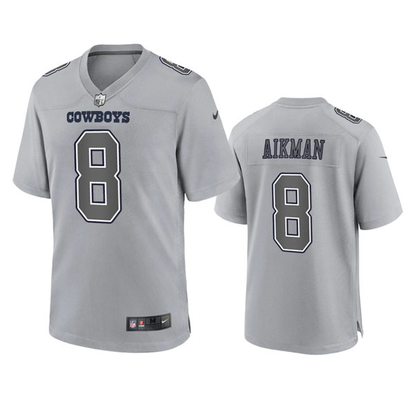 Mens Dallas Cowboys #8 Troy Aikman Gray Atmosphere Fashion Game Jersey