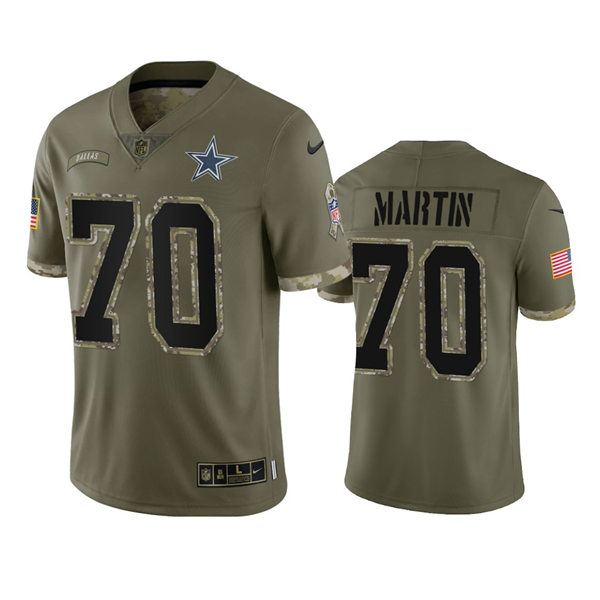Mens Dallas Cowboys #70 Zack Martin Olive 2022 Salute To Service Limited Jersey