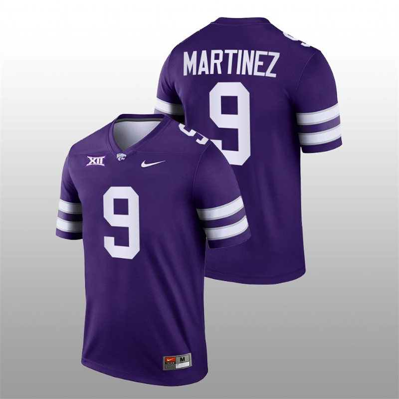 Mens Youth Kansas State Wildcats #9 Adrian Martinez Purple College Football Game Jersey