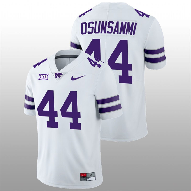 Mens Youth Kansas State Wildcats #44 Tobi Osunsanmi White College Football Game Jersey