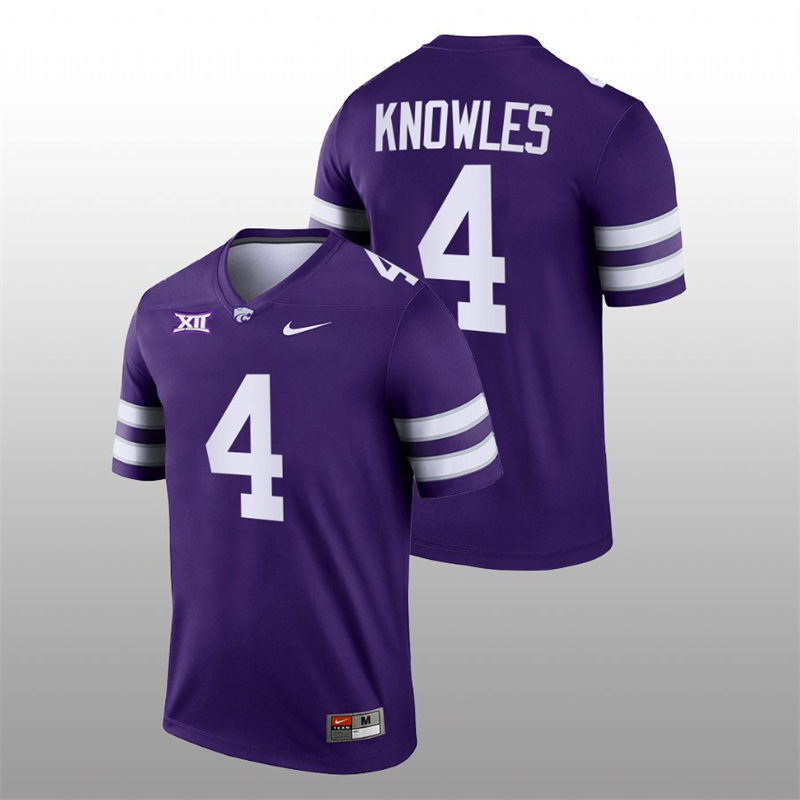 Mens Youth Kansas State Wildcats #4 Malik Knowles Purple College Football Game Jersey