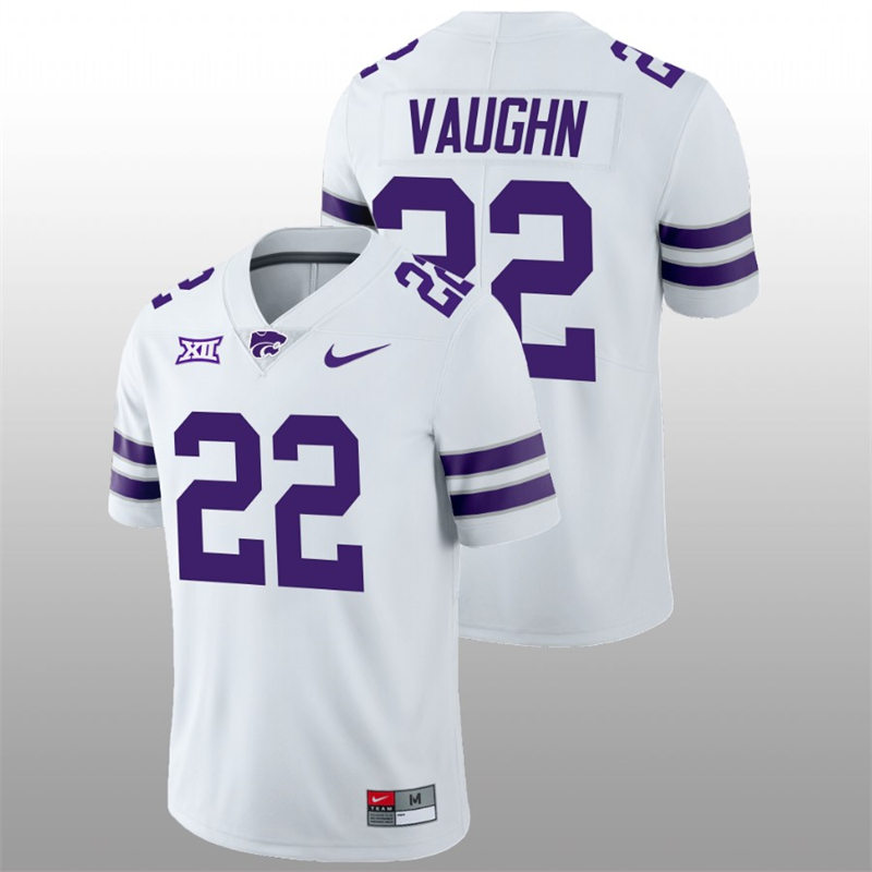 Mens Youth Kansas State Wildcats #22 Deuce Vaughn White College Football Game Jersey