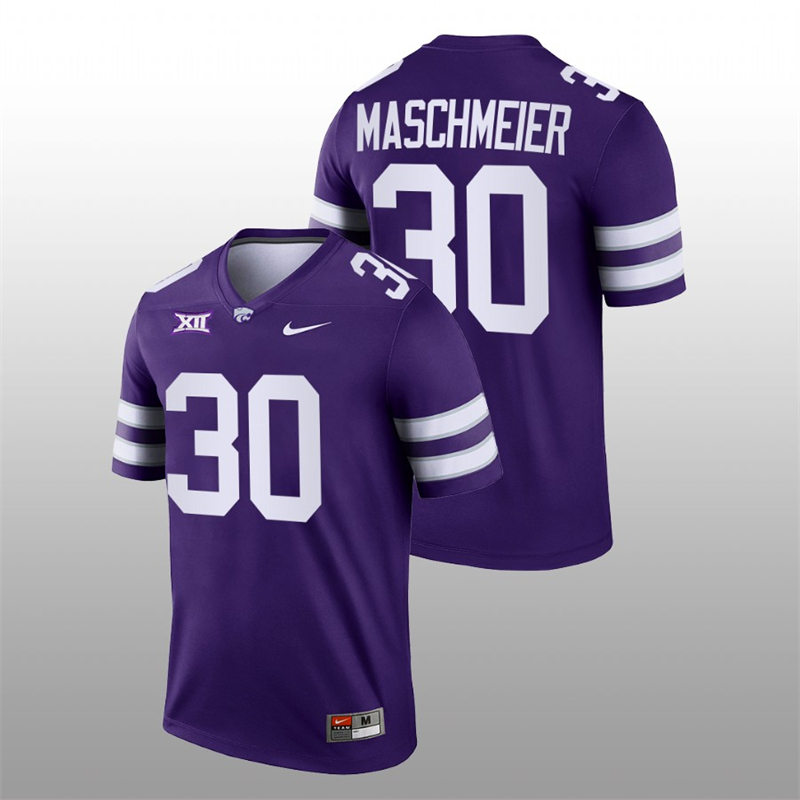 Mens Youth Kansas State Wildcats #30 Matt Maschmeier Purple College Football Game Jersey