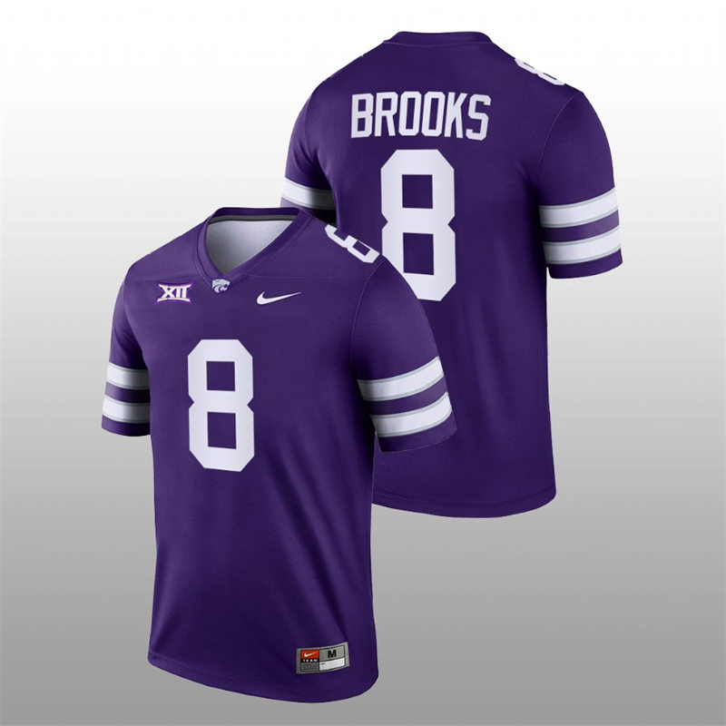 Mens Youth Kansas State Wildcats #8 Phillip Brooks Purple College Football Game Jersey